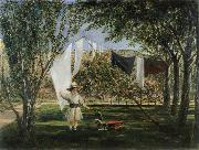 Charles Robert Leslie Child in a Garden with His Little Horse and Cart oil painting